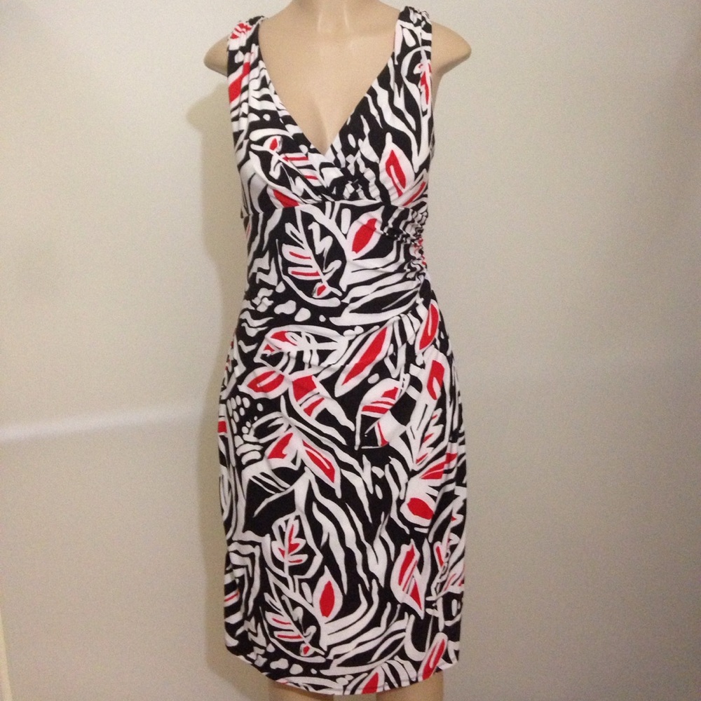 Ralph Lauren multicolored (red/blk/wht)dress Sz 16